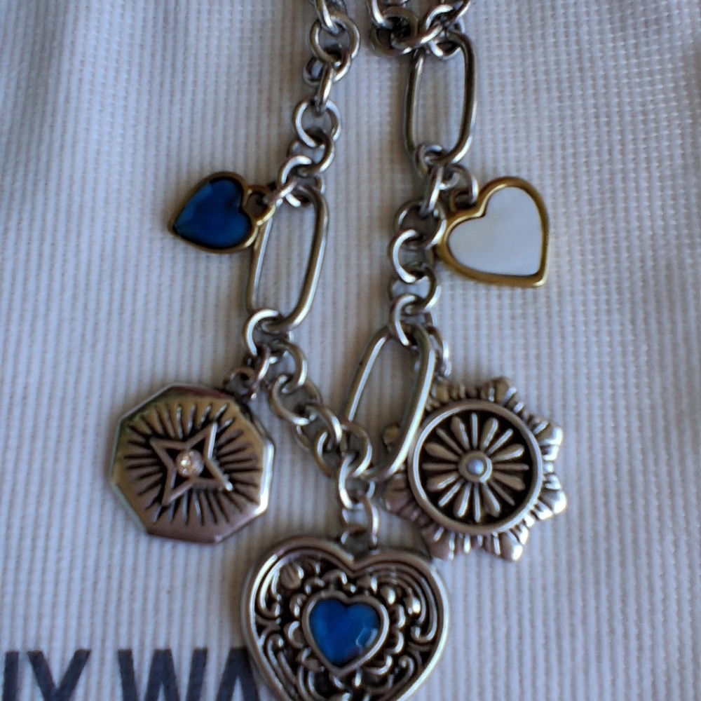 Johnny Was Silver-Tone Heart Charm Bracelet with Blue Accents - Picture 11 of 11